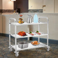 Commercial Hotel Equipment Food Service Trolleys SS 201 Stainless Steel 3 Tiers Heavy-Duty 4-Wheel Polished Finish Restaurant