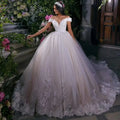 S0650H Elegant Vintage Off-Shoulder Strap With Embroidered Lace Trailing High Waist Custom Size Plus Size Royal Wedding Dress