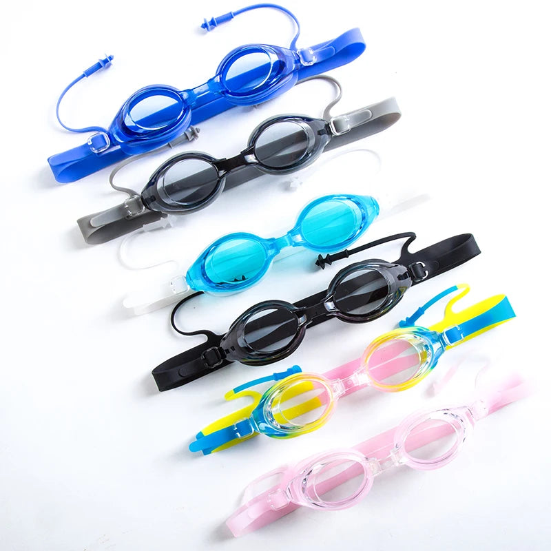 Custom Professional Large Frame Flat One-piece Swimming Goggles Anti-fog Eye Protection Adult Silicone Earplugs Swimming Glasses