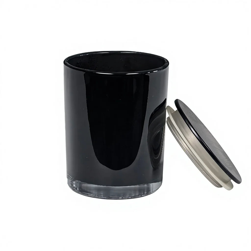 Wholesale Custom 8oz 10oz 12oz Black Shiny Empty Luxury Glass Jars for Candle with Box