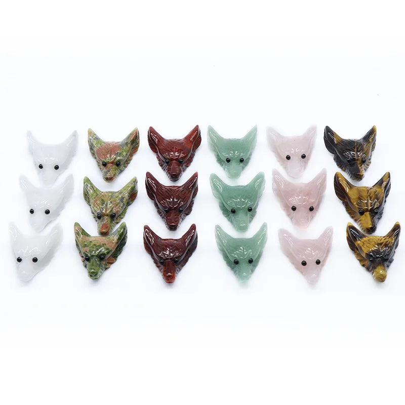 Huiying Wholesale Natural Crystal Carved Animals clear Crystal engrave Wolf Head Gifts precious stone crafts
