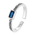 925 Sterling Silver Adjustable Vintage Pattern Rectangular Open Ring Fine Jewelry for Women and Men Model SCR768