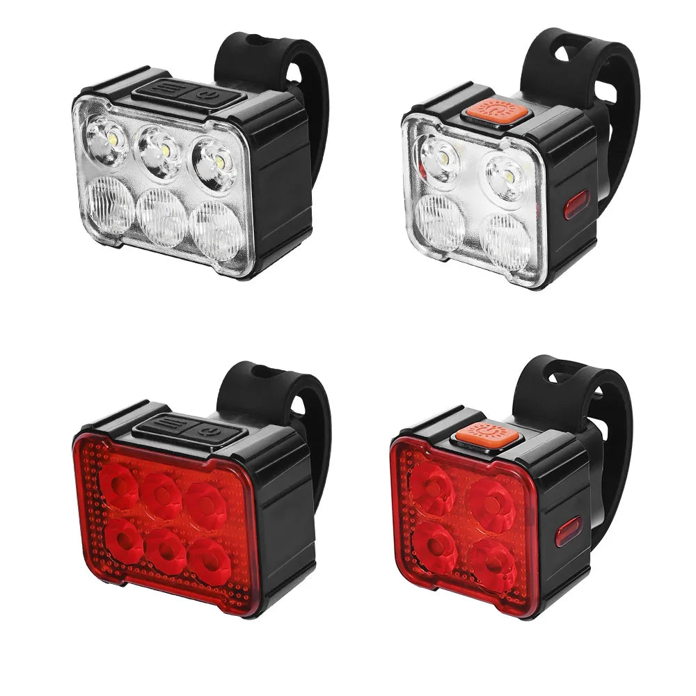 Front and Rear Waterproof 4 LED Bicycle Light Set 200 Lumen Bike Head and Tail Light