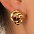 Trendy Advanced 18K Gold Plated Jewelry Waterproof Twisted Thread Swirl Stainless Steel Women Stud Earring