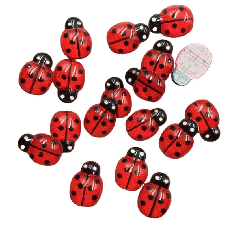 100Pcs Mini Cartoon Ladybug Flatback Resin Cabochon Scrapbooking DIY Nail Art Decoration Jewelry Making Charms Accessories