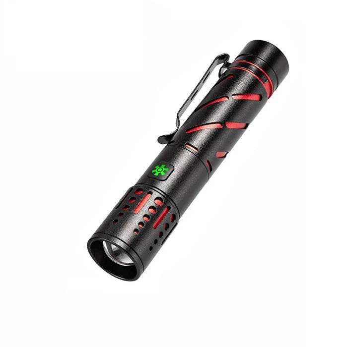 Aeternam White Laser Power Display Zoomable Pen Clip Waterproof Rechargeable Usb Led Tactical Torch Lantern Outdoor Flashlight