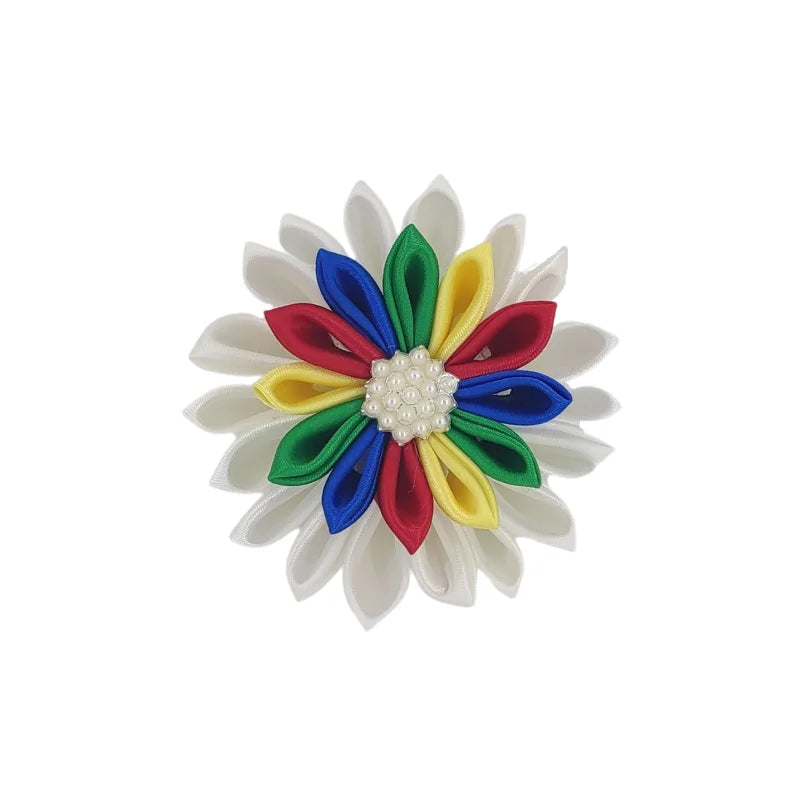 Rainbow Pearl Kanzashi Flower Brooch Pin-Wedding & Party Gift