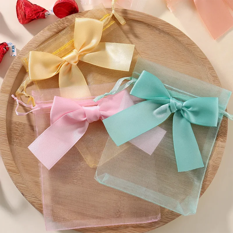 Colorful Nice Quality Organza Bags for Candies Pouches Organza Mesh Drawstring Gift Bags