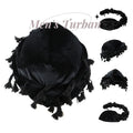 Hip Hop Vintage Satin Silk Lined Pleuche Velvet Pre-Tied Halo Twisted Mens Turban Head Wrap Durag for Men