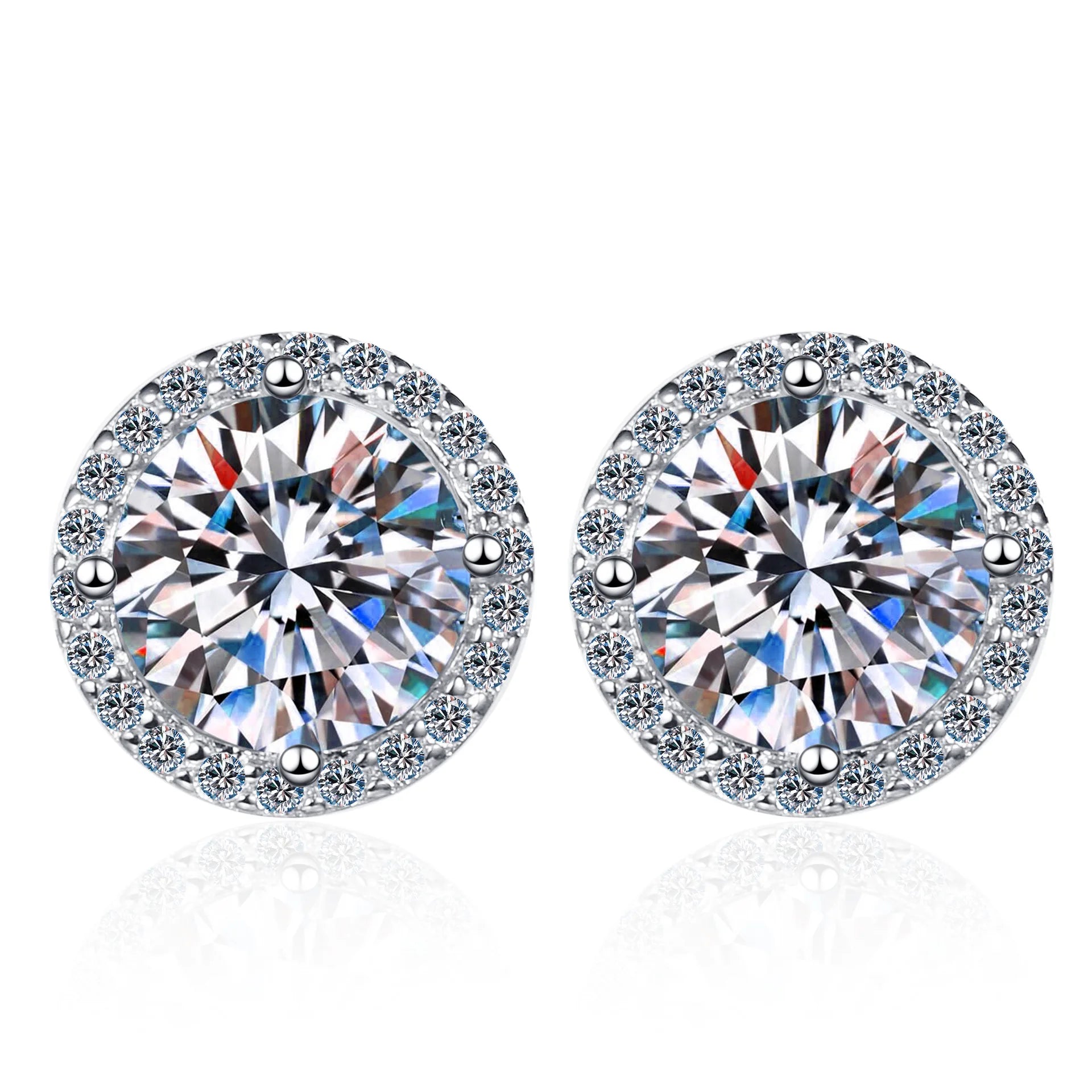 Round VVS D 1ct 2ct Moissanite Stud Earrings Moissanite Jewelry Moissanite Earring Fashion Jewelry Earrings
