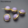 Wholesale Gold Plated Round Shape Purple Stone Loose Beads for DIY Fashion Woman Jewelry Necklace Bracelet Making