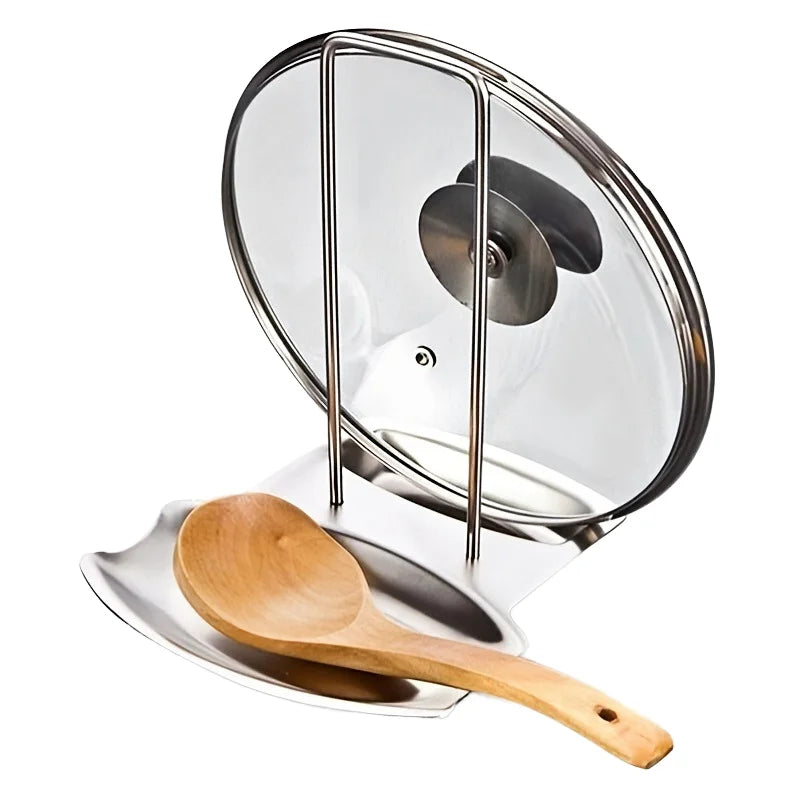 Detachable Stainless-Steel Kitchen Storage Rack with Punch-Free Sitting Type Draining Tray Bracket Pot Lid Rack