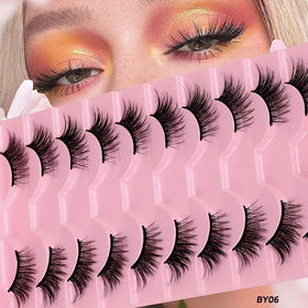 Wholesale Half Lashes Natural Look Fluffy False Eyelashes Wispy Cat Eye Lashes 3D Natural Volume Accent Lashes 10 Pairs Pack