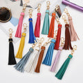 New Fashion Tassel Lady Bag Pendant Ornaments Oversized Colourful PU Leather Tassel Keychain Customized