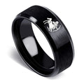 Hot Selling 8MM Wide 12 Horoscope Rings Titanium Steel Simple Ring  Black Double Beveled Scrub