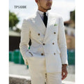 Tailor Made Double Breasted Men Suits 2 Pieces Set Formal Groom Wear Suits Classic Wedding Suit Men Tuxedos