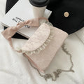 Elegant Lace Women's Small Shoulder Square Bag Bow Solid Colour Female Crossbody Bags Chain Design Ladies Tote Purse Handbags