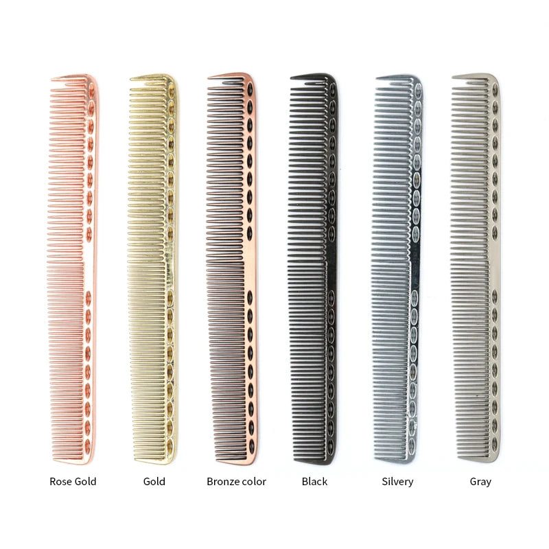 Custom logo Space Aluminum Pro Hairdressing Comb Metal Hair Cutting Dying Hair Brush Barber Tools Salon Accessaries Hair Comb