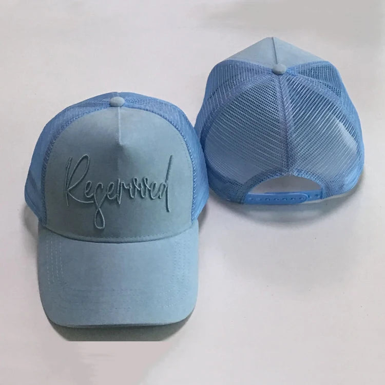 Wholesale 5 Panel Faux Suede Mesh Hats with Curved Brim - Sun Protection Design Custom 3D Embroidery Logo