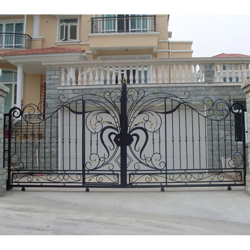 2310x4000mm Custom Hand Forged Main Ornamental Wrought Iron Driveway Gate