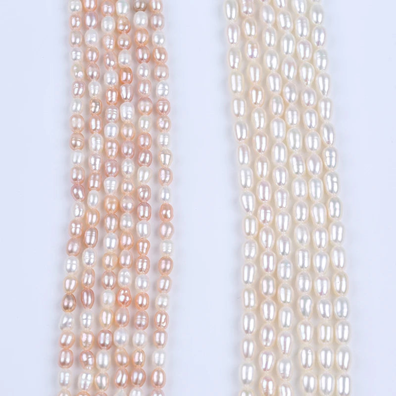 ZHUJI Wholesale Natural Freshwater Rice Pearl Necklace 4-5mm Strands for Jewelry Making