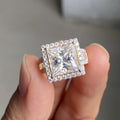 HQ GEMS 7.2 Carat Princess Cut 14K Solid Yellow Gold Mens Engagement Moissanite Diamond Ring