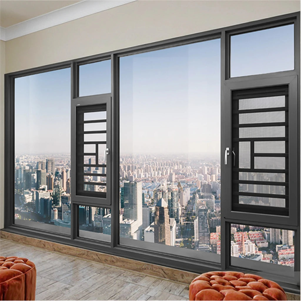 Double Glazed Impact Proof Casement Window Outward Swing Opening Style American Nfrc Casement Window with Retractable Screen