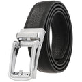 LY33-23435-5 Men's 3.0CM Leather Belt - Hybrid Pin-Style Automatic Buckle Pebbled Full-Grain Ratchet Belt for Men