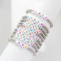 GT Hot Selling Beaded Bracelets With Letters Fashion Handmade Children Bracelet Silver Color Kids Bracelets Beaded