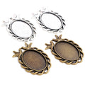 18x25mm Vintage Pendant Bezel Trays Oval Cabochon Cameo Blank Base Setting DIY Necklace Jewelry Supplies