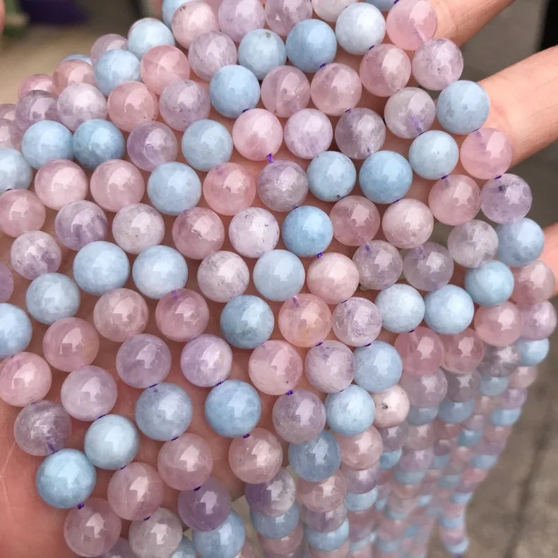 Natural Healing Gem Stone Loose Beads Polished Beading 6mm High Quality Natural rainbow Beads Purple Morganite