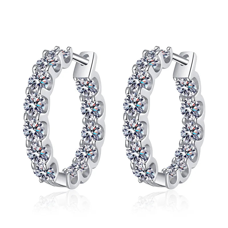Wholesale Sterling Silver 925 Fine Jewelry with Certificate Silver Moissanite Chunky Hoop Earrings for Women