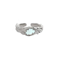 Irregular Shape Designer Jewelry Inlay Gem Women 925 Sterling Silver Adjustable Rings