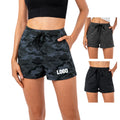 Custom Logo Ladies Summer Outdoor Workout Shorts Breathable Bermudas with Loose Fit & Camouflage Leopard Print for Women