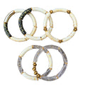 New Bohemia Transparent Gold Foil White Retro Spots Tube Beads Bracelet Lucite Acrylic Bamboo Large Bracelet Bangles