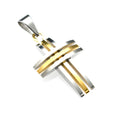 Simple Design Religious Jewelry Matte Surface Stainless Steel Multi Layer Cross Pendant Pearl Chain Necklace for Luxury Men