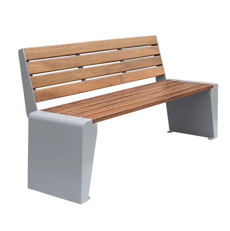 Outdoor Park Recycled Plastic Wood Bench Seat Outside Street Bench Seating Public Garden Patio Solid Pine Chair Bench with Back