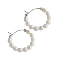 Vianrla 925 Sterling Silver Pearl Hoops Earrings Natural Pearl Earrings Huggie Hoops Dainty Pearl
