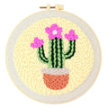 2026 Starters Cacti Embroidery Kit DIY Cross Stitch Craft with Fabric Hoop Threader Stamped Monk Cloth Full Set Punch Needle Kit