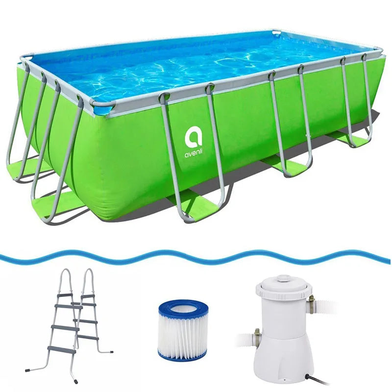 B02 J Jilong Avenli 17525 Above Ground Pool Passaat Green Rectangular Steel Frame Family Adult Pool Swimming Pool