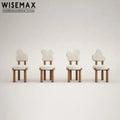 WISEMAX FURNITURE Modern Luxury Dining Room Furniture Ice Cream Shape Wooden Chair Teddy Fabric Soft Dining Chair