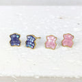 S925 Sterling Silver Cute Studs Fashion Gummy Bear 18K Gold Plated Inlaid Shell Chips Earrings Multi Colors MOP Jewelry Supplies
