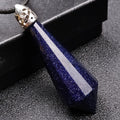 Wholesale Blue Sand Stone Hexagonal Point Crystal Pendulum Balancing Dowsing Divination Meditation Pendant