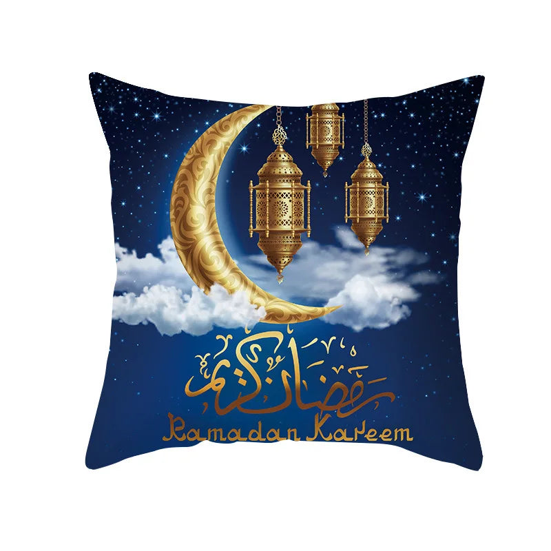 Ramadan Decorations for Home Islamic Eid Mubarak Decor Sofa Pillow Cases Muslim Mosque Decorative Cotton Cushion Cover XJ0190