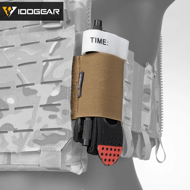 IDOGEAR Tactical Tourniquet Pouch Elastic TQ Pouch 500D Nylon Hook&Loop Tactical Tourniquet Holder for Tactical Vest Belt