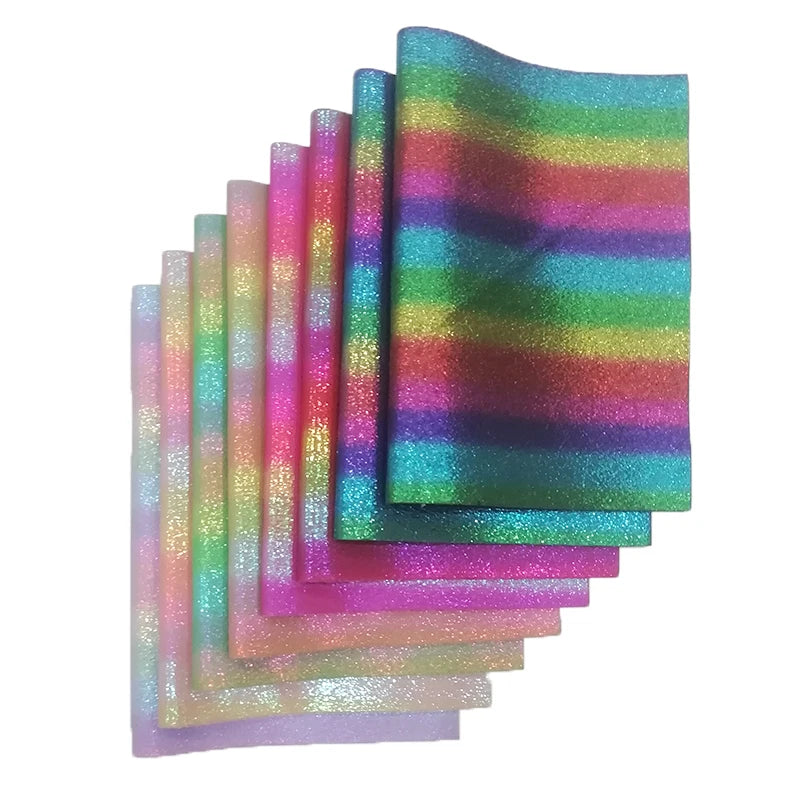 Multicolored Rainbow Iridescent Metallic Vinyl Shiny PU Artificial Synthetic Leather Fabric for Shoe/Bag/DIY Accessories MegaBDM