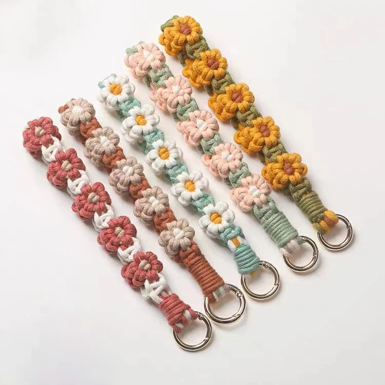 Wholesale New Design Hand Woven UV Printing Phone Chain Keychain Cotton Rope Bracelet for Women