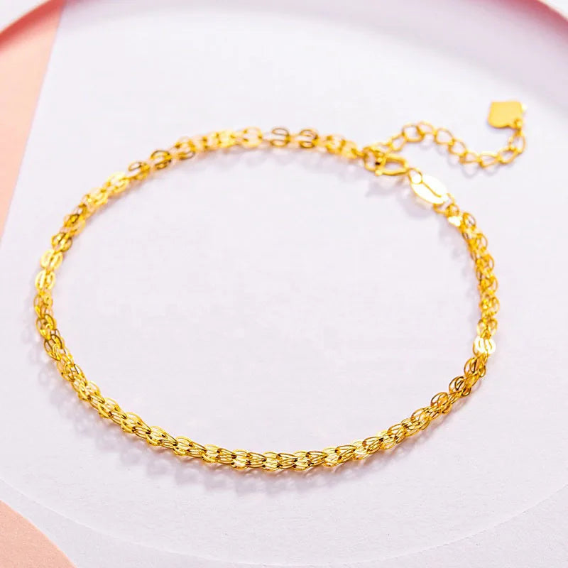 Fashion 18K Solid Gold Mens Figaro Chain Bracelet Jewelry