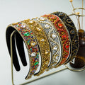 Full Bling Rhinestone Headband Lady Luxury Fashion Hair Accessories Wide Brimmed Vintage Baroque Hair Hoop