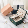Tongxing Custom Double Layer Rectangle PU Leather Travel Case Luxury Packaging Necklace Ring Storage Organizer Jewelry Box